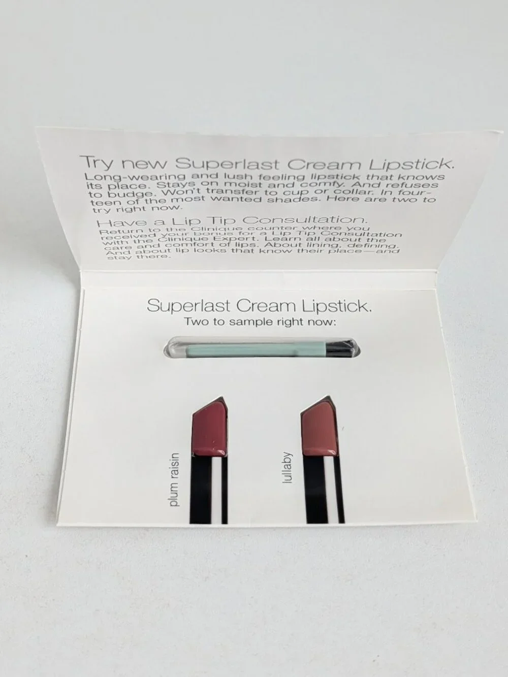 Clinique Superlast Cream Lipstick Plum Raisin & Lullaby Samples Discontinued
